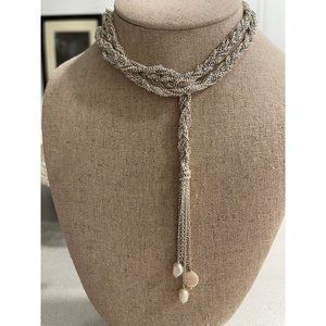 Stella & Dot Silver Necklace with Pearls